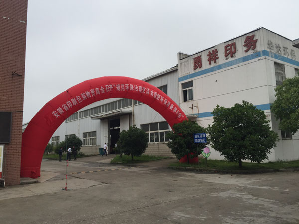 蕪湖勇祥印務公司廠區大門口高架彩虹門喜迎參加“環保新設備演示會”的各位與會代表